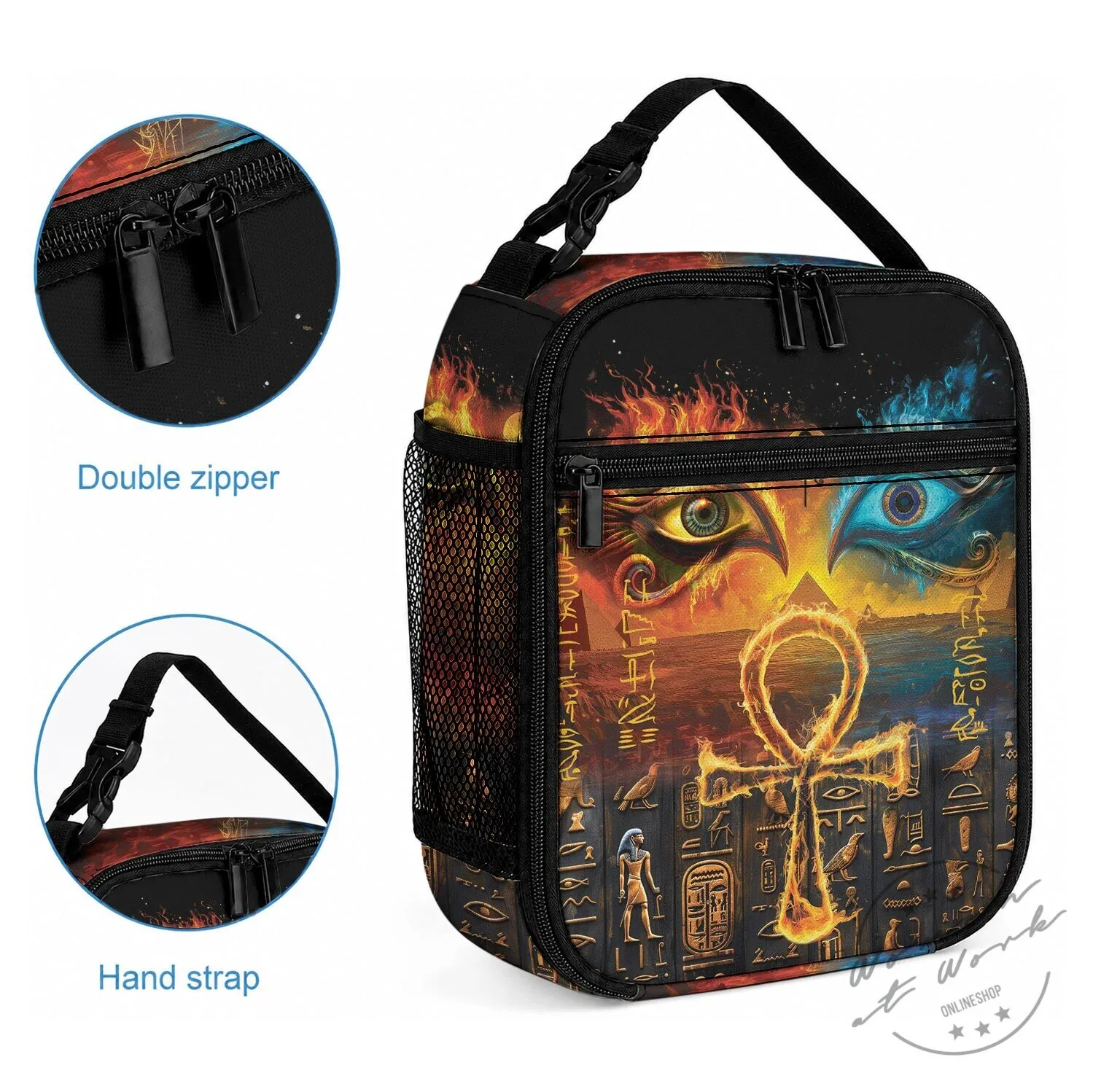 Ancient Egyptian Eye of Ra and Eye of Horus Mythology Insulated Lunch Bag 4 Ancient Egyptian Eye of Ra and Eye of Horus Mythology Insulated Lunch Bag