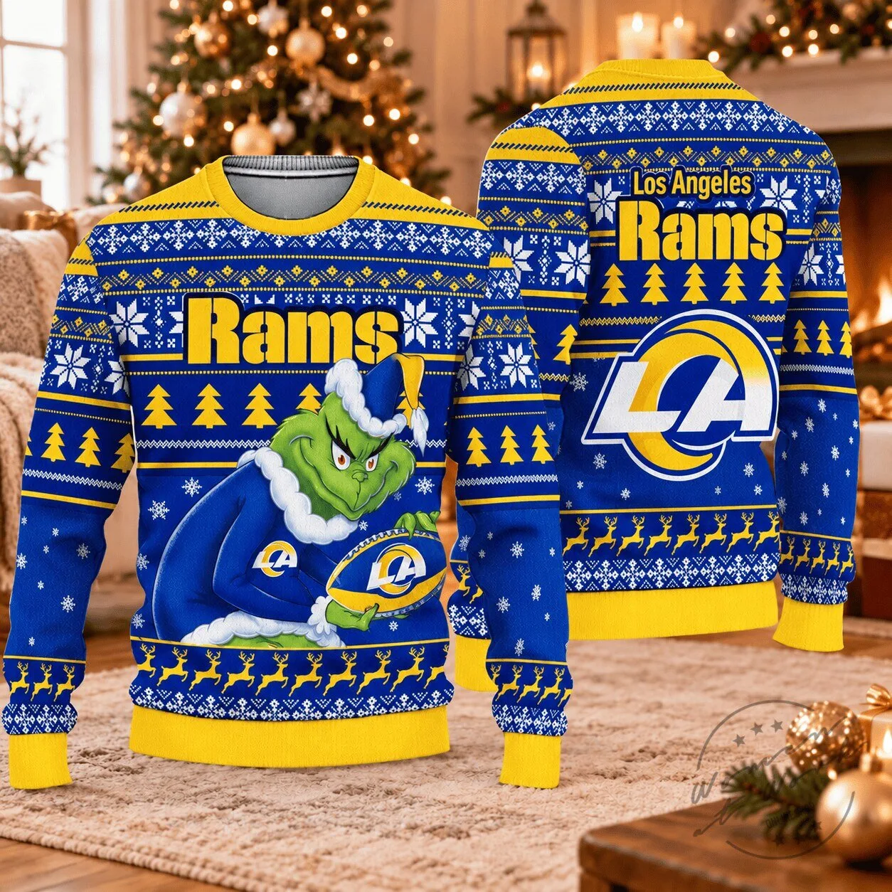 Los Angeles Rams Football Grinch Christmas Holiday Ugly Sweater