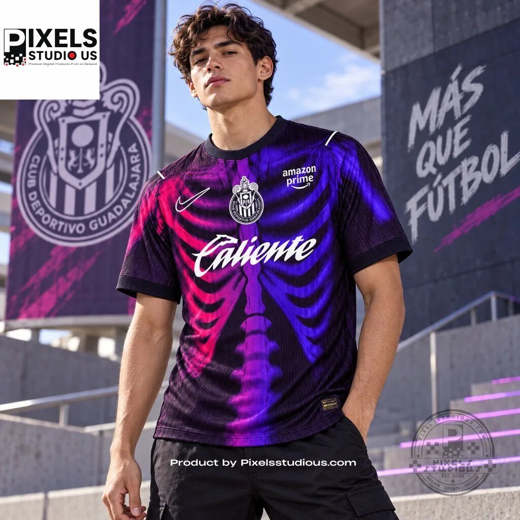 Chivas de Guadalajara x Nike Dia de Muertos 4th Concept Jersey 12 Chivas de Guadalajara x Nike Dia de Muertos 4th Concept Jersey 3D shirt or sports jersey with all-over print design