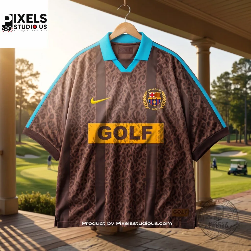 FC Barcelona x GOLF WANG Leopard Polo Jersey 9 FC Barcelona x GOLF WANG Leopard Polo Jersey 3D shirt or sports jersey with all-over print design