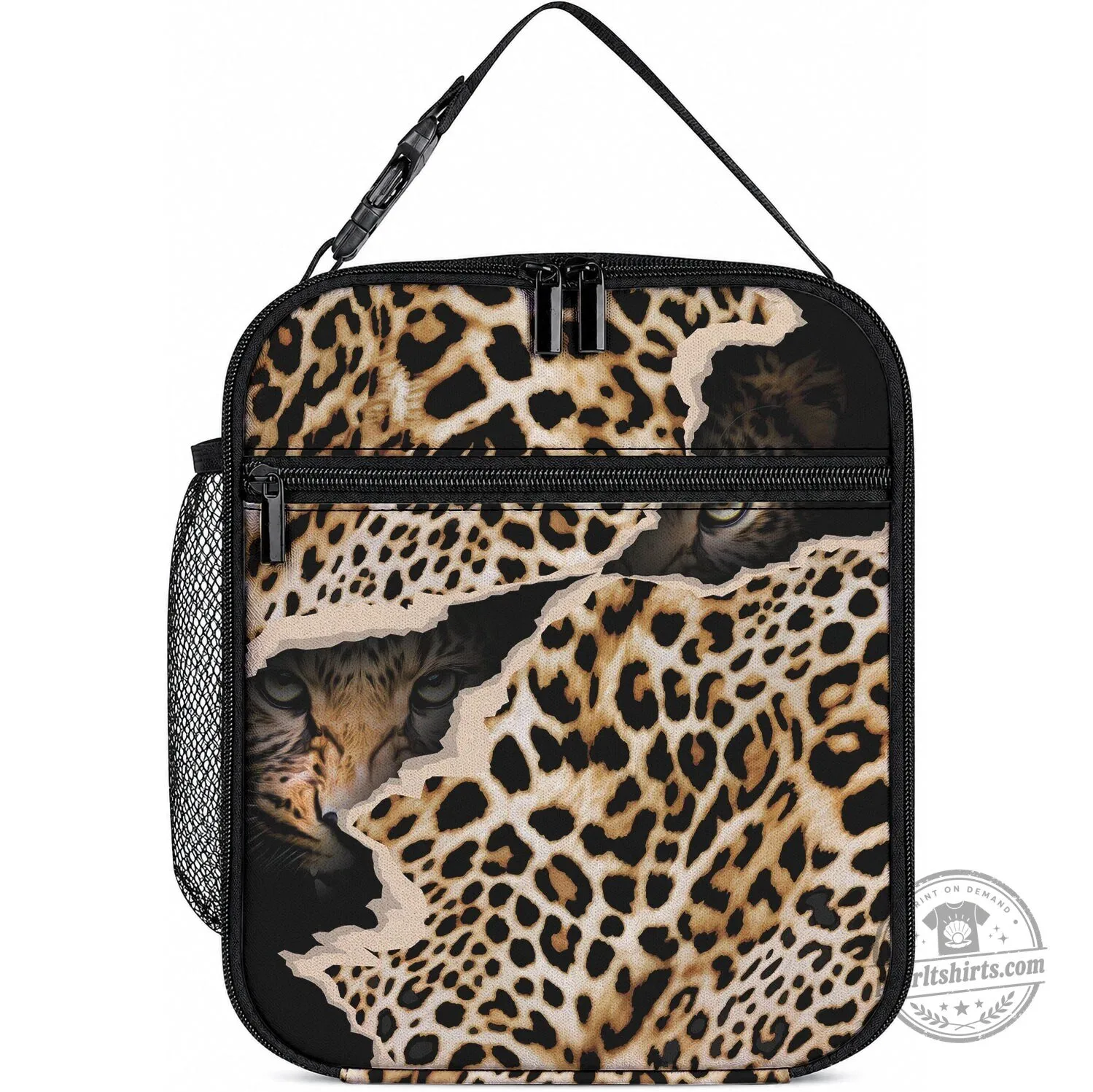 Leopard Skin Pattern Insulated Lunch Bag with Adjustable Strap