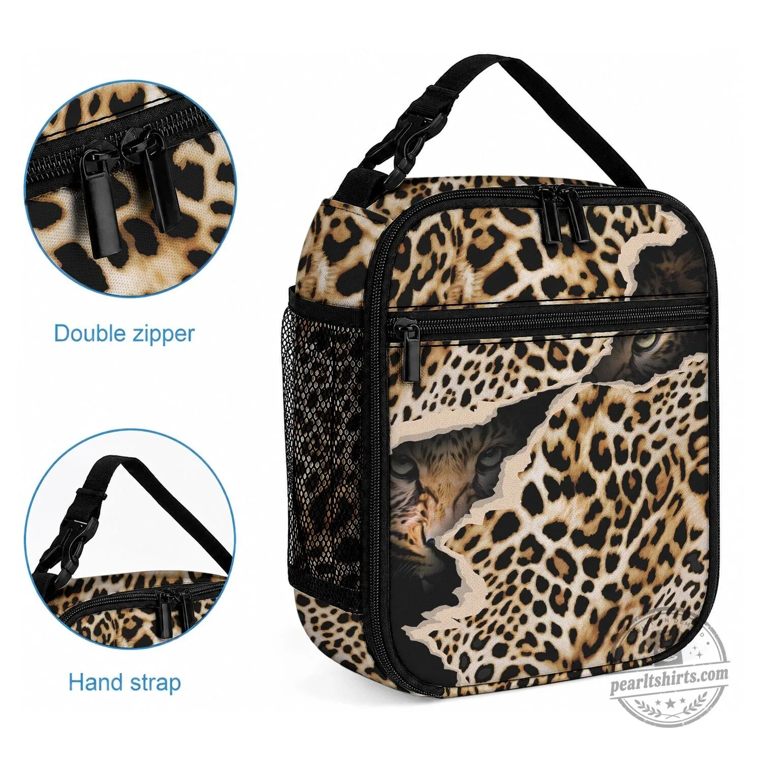 Leopard Skin Pattern Insulated Lunch Bag with Adjustable Strap 4 Leopard Skin Pattern Insulated Lunch Bag with Adjustable Strap