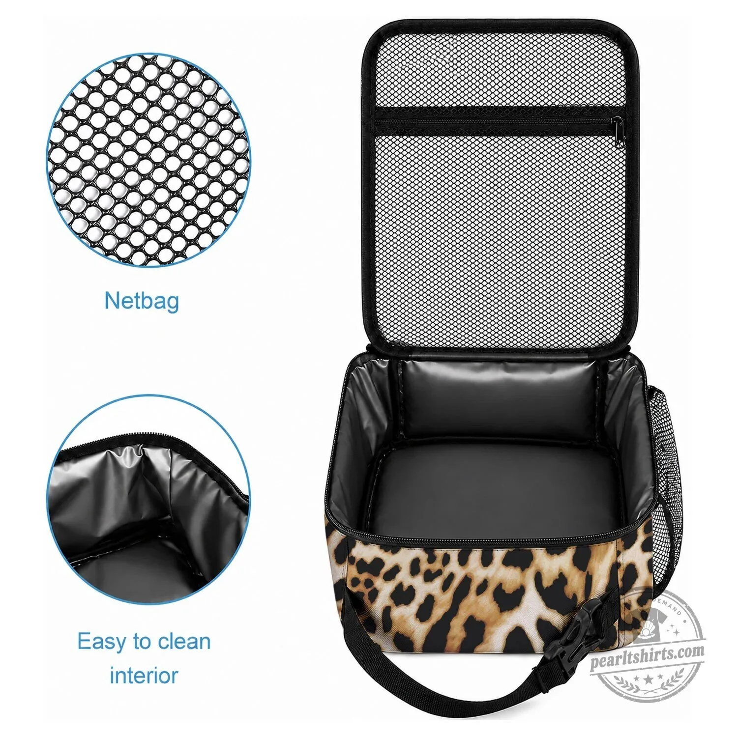Leopard Skin Pattern Insulated Lunch Bag with Adjustable Strap 5 Leopard Skin Pattern Insulated Lunch Bag with Adjustable Strap