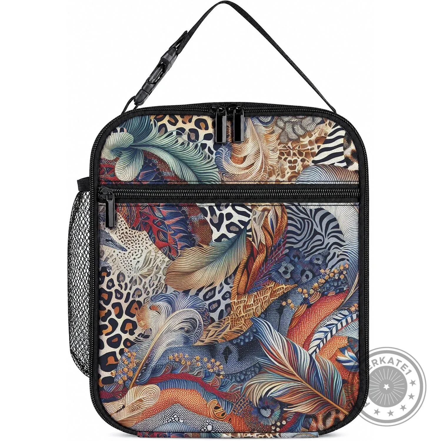 African Wild Animal Print Insulated Lunch Bag with Leopard and Zebra Patterns 3 African Wild Animal Print Insulated Lunch Bag with Leopard and Zebra Patterns
