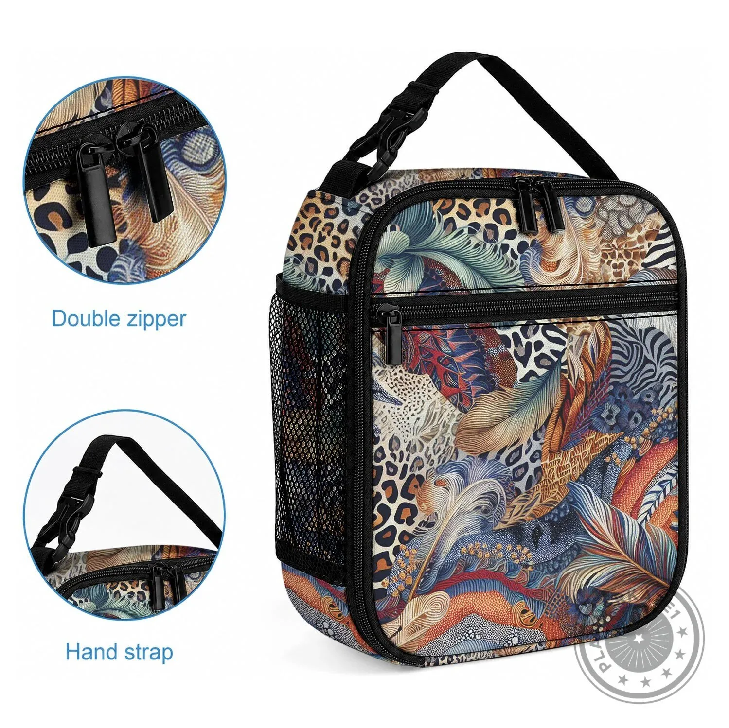 African Wild Animal Print Insulated Lunch Bag with Leopard and Zebra Patterns 4 African Wild Animal Print Insulated Lunch Bag with Leopard and Zebra Patterns