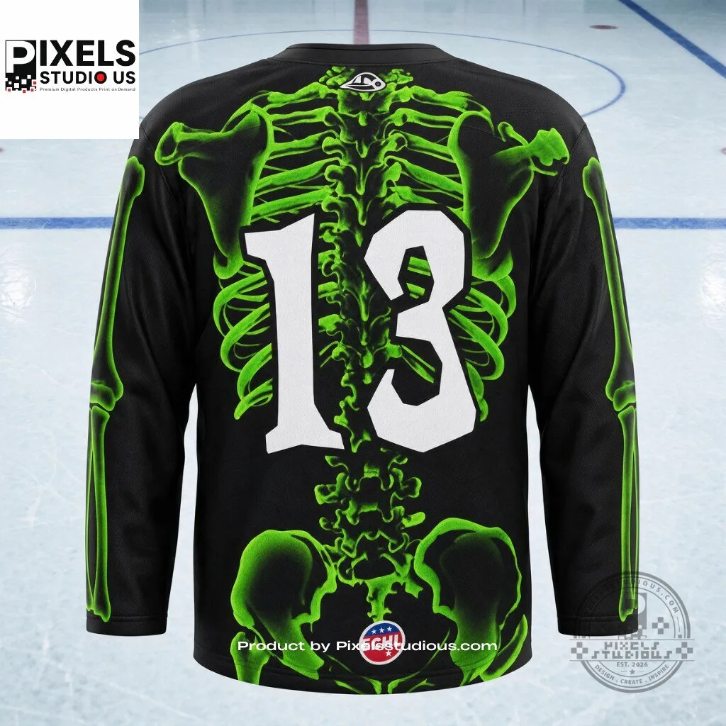 Savannah Ghost Pirates Glow-in-the-Dark Skeleton Halloween Theme Night Jersey 8 Savannah Ghost Pirates Glow-in-the-Dark Skeleton Halloween Theme Night Jersey 3D shirt or sports jersey with all-over print design