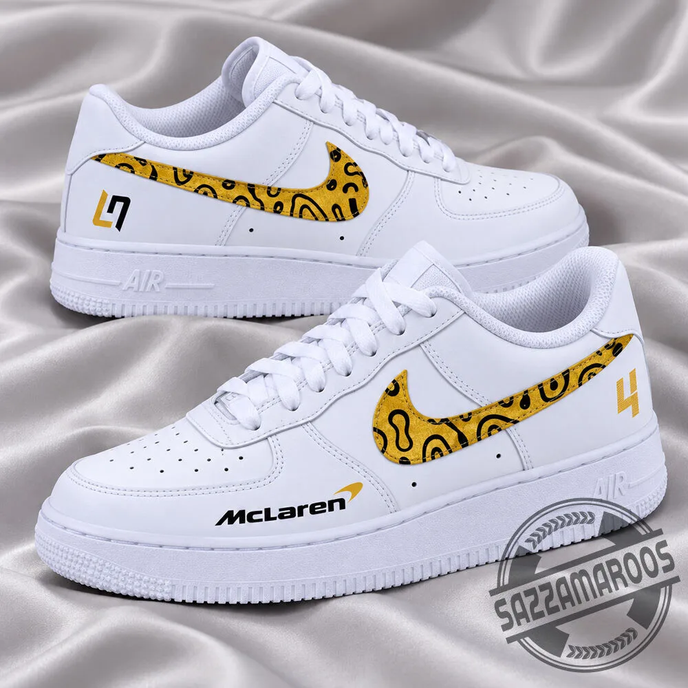 Lando Norris LN4 McLaren F1 Custom White Air Force 1 Sneakers Shoes 3 Lando Norris LN4 McLaren F1 Custom White Air Force 1 Sneakers Shoes