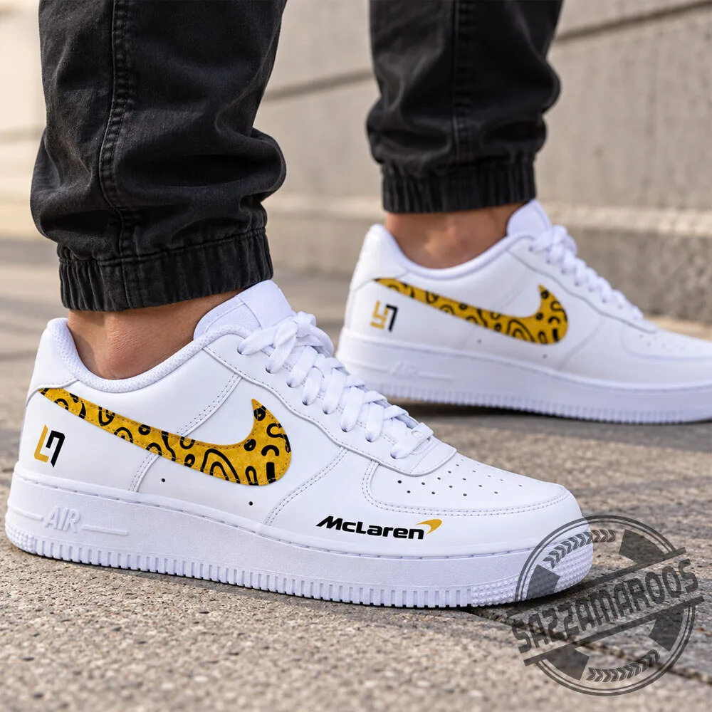 Lando Norris LN4 McLaren F1 Custom White Air Force 1 Sneakers Shoes 5 Lando Norris LN4 McLaren F1 Custom White Air Force 1 Sneakers Shoes