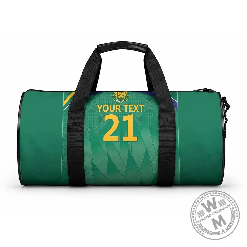 South Africa Cricket Team Personalized Duffle Bag with Custom Text and Number
