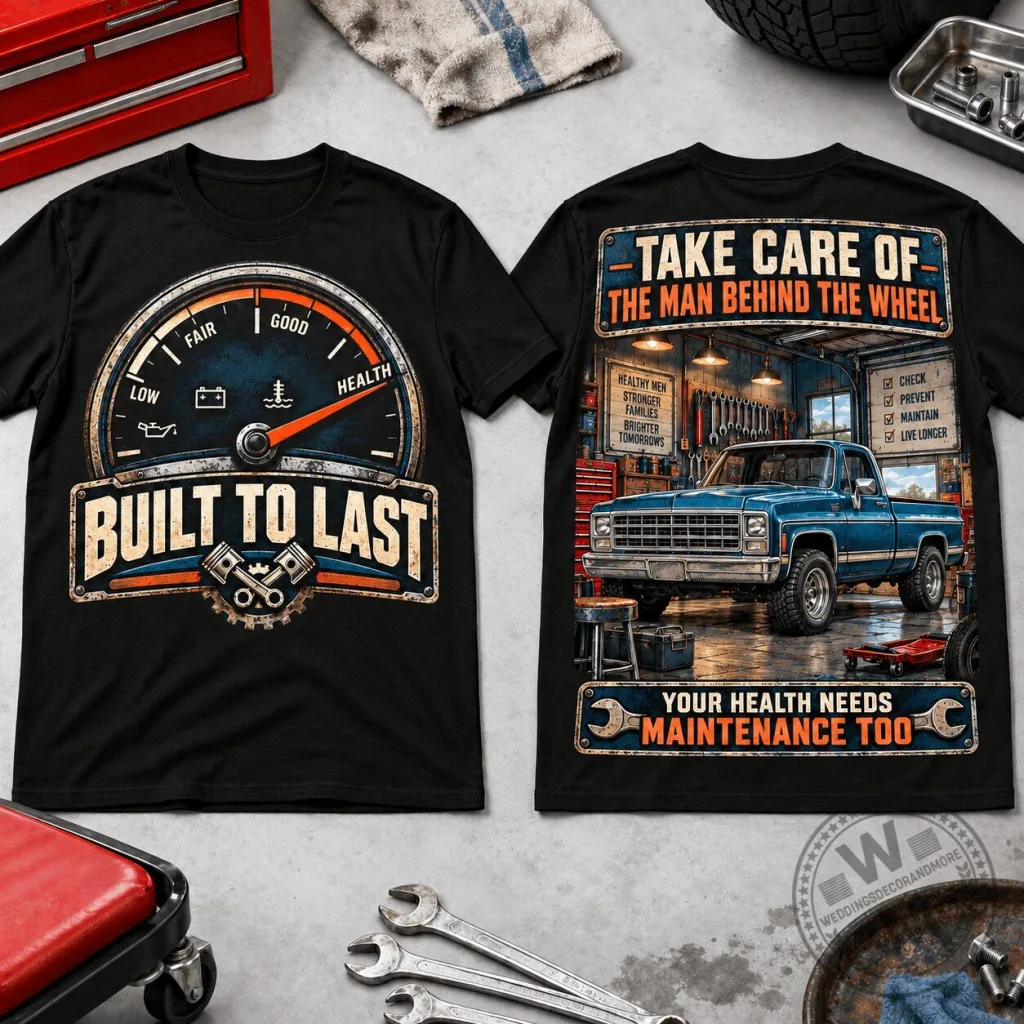 Built To Last Men's Health Awareness Classic Truck Lover Black T-Shirt Built To Last Men's Health Awareness Classic Truck Lover Black T-Shirt