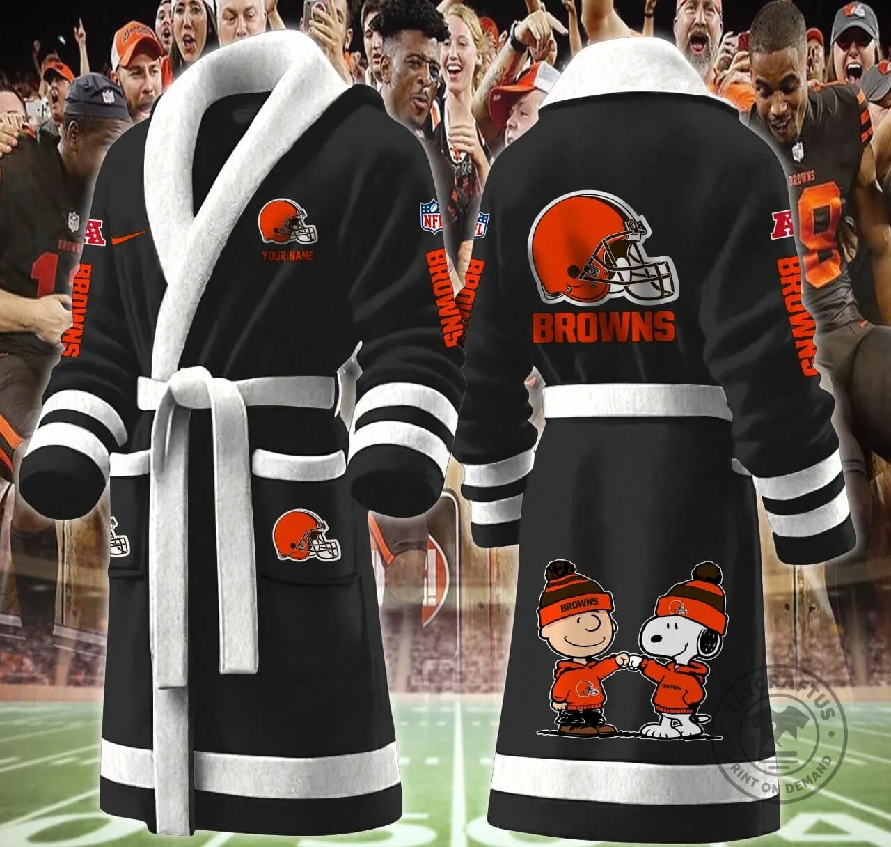 Cleveland Browns Football Team Snoopy Charlie Brown Fleece Bathrobe 11 Cleveland Browns Football Team Snoopy Charlie Brown Fleece Bathrobe