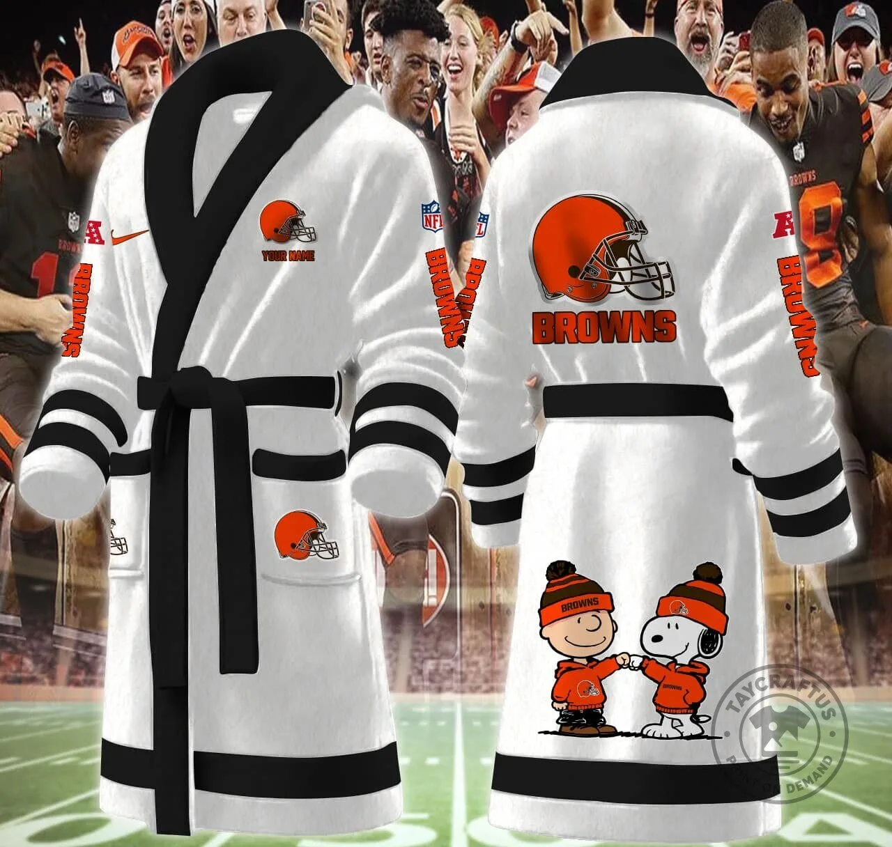 Cleveland Browns Football Team Snoopy Charlie Brown Fleece Bathrobe 13 Cleveland Browns Football Team Snoopy Charlie Brown Fleece Bathrobe