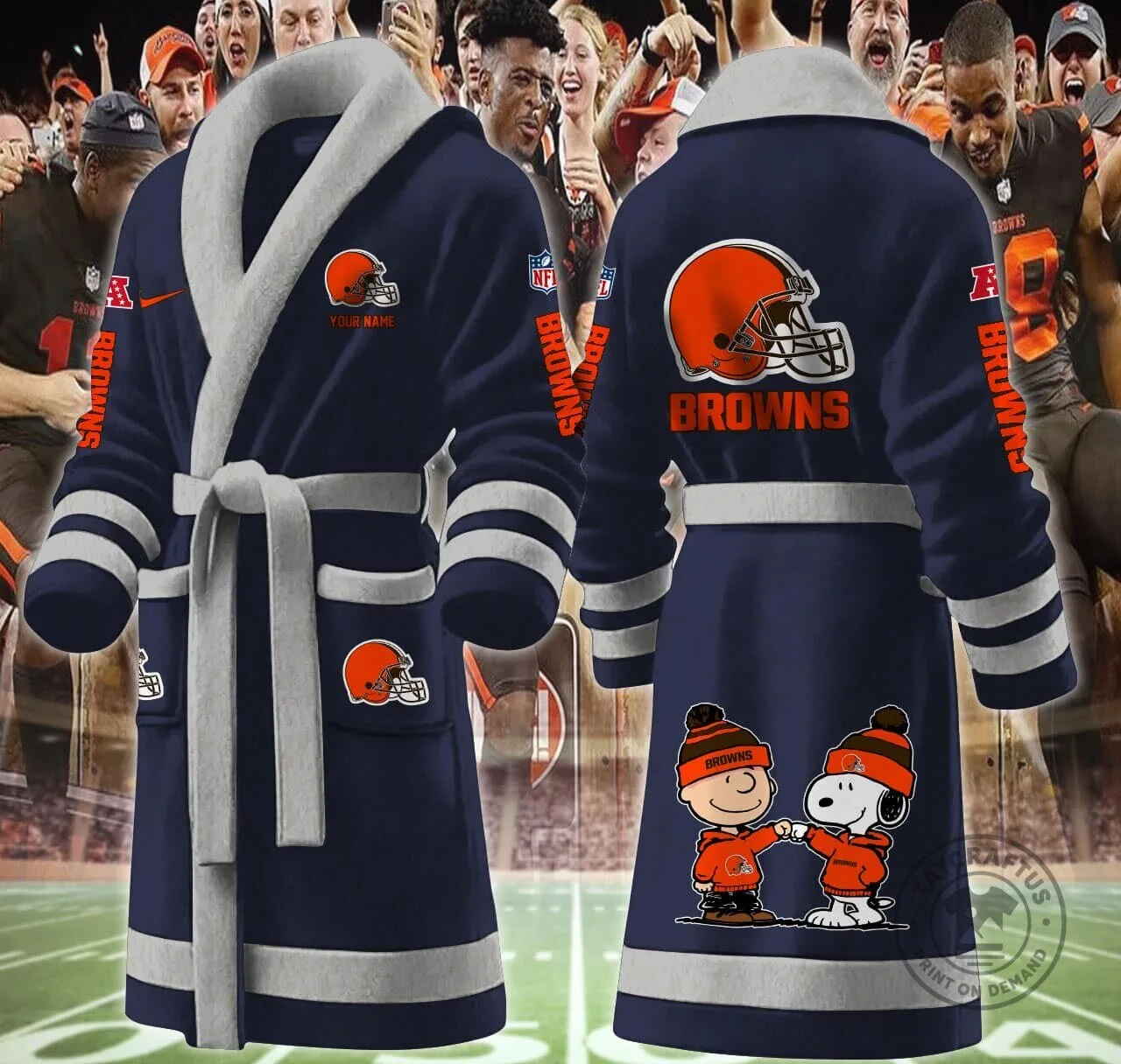 Cleveland Browns Football Team Snoopy Charlie Brown Fleece Bathrobe 14 Cleveland Browns Football Team Snoopy Charlie Brown Fleece Bathrobe