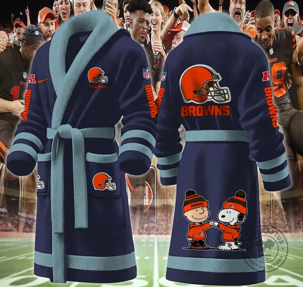 Cleveland Browns Football Team Snoopy Charlie Brown Fleece Bathrobe 15 Cleveland Browns Football Team Snoopy Charlie Brown Fleece Bathrobe