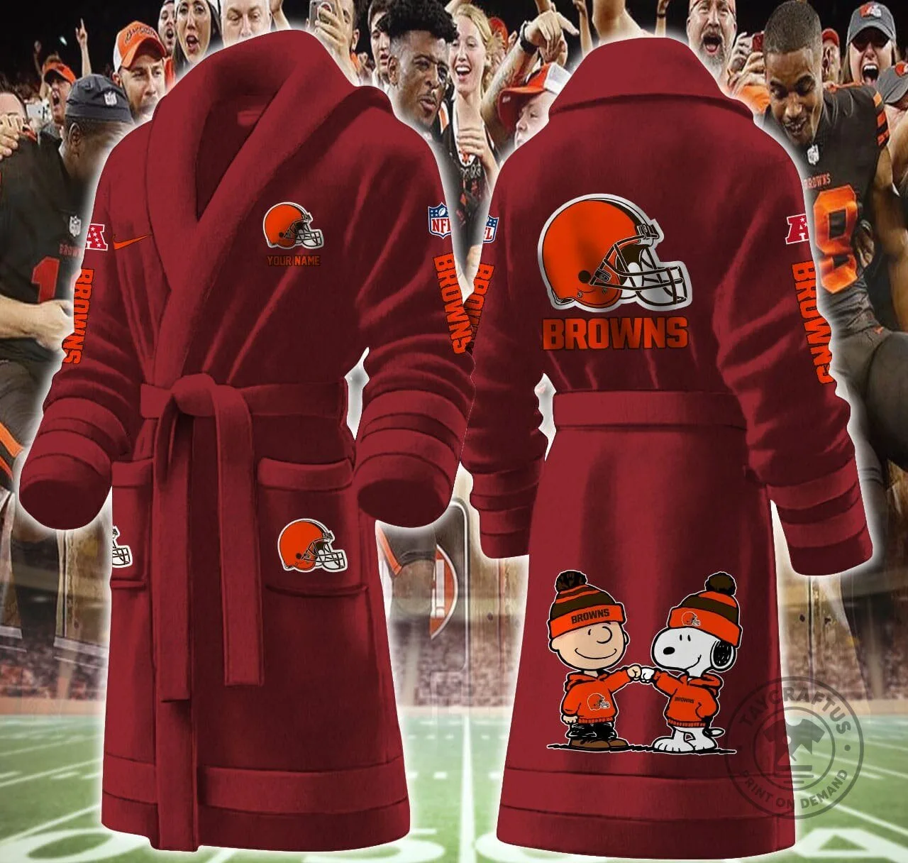 Cleveland Browns Football Team Snoopy Charlie Brown Fleece Bathrobe 17 Cleveland Browns Football Team Snoopy Charlie Brown Fleece Bathrobe