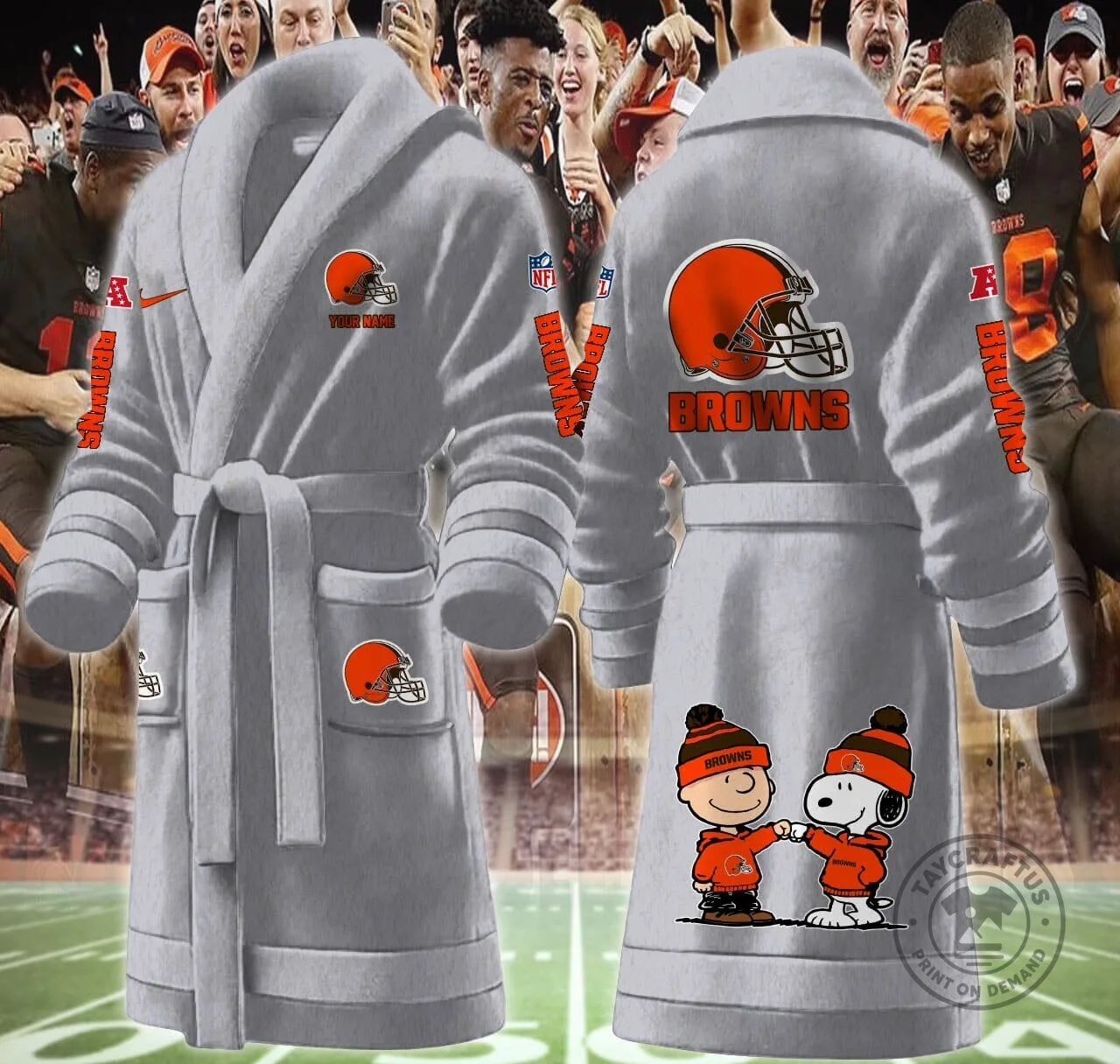 Cleveland Browns Football Team Snoopy Charlie Brown Fleece Bathrobe 18 Cleveland Browns Football Team Snoopy Charlie Brown Fleece Bathrobe