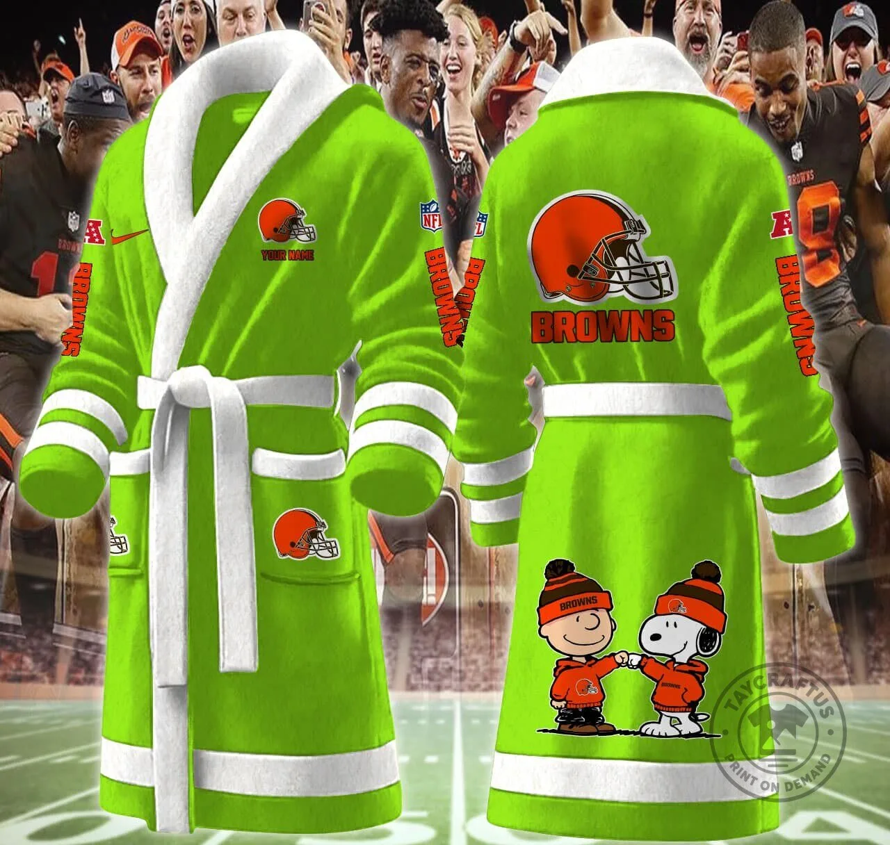 Cleveland Browns Football Team Snoopy Charlie Brown Fleece Bathrobe 19 Cleveland Browns Football Team Snoopy Charlie Brown Fleece Bathrobe