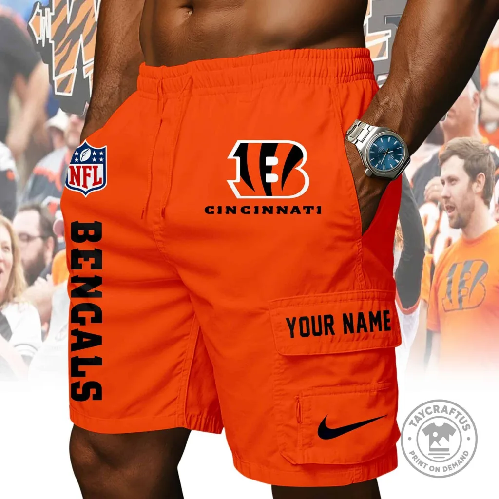 Cincinnati Bengals NFL Football Team Orange Athletic Shorts Cincinnati Bengals NFL Football Team Orange Athletic Shorts