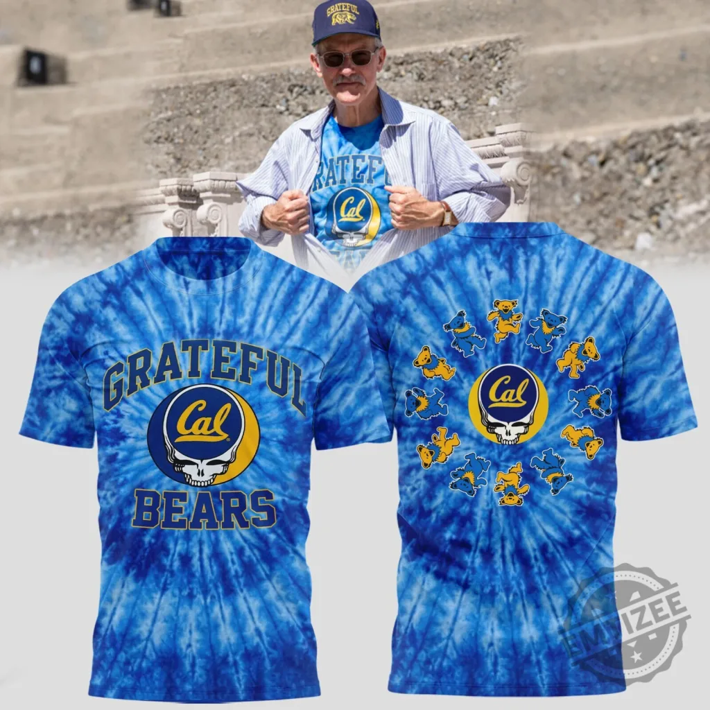Tie-Dye T-Shirt featuring Grateful Dead Bears for Cal Football Fans Tie-Dye T-Shirt featuring Grateful Dead Bears for Cal Football Fans