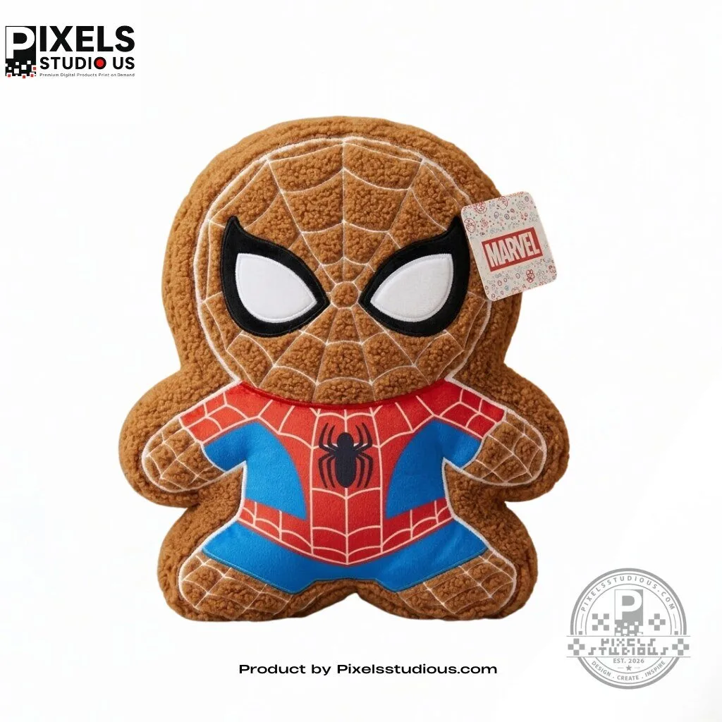 Marvel Gingerbread Spider-Man Throw Plush Pillow 4 Marvel Gingerbread Spider-Man Throw Plush Pillow 3D shirt or sports jersey with all-over print design