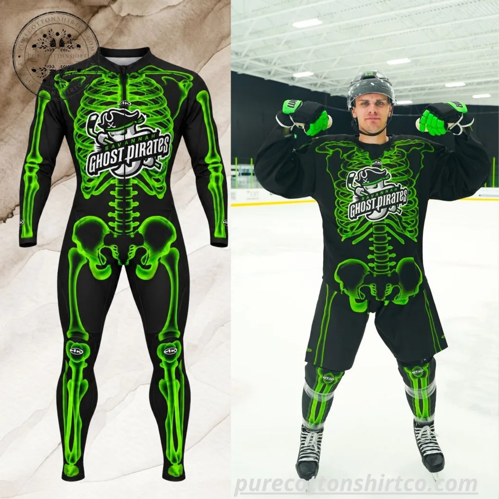 Savannah Ghost Pirates Skeleton Hockey Suit - Skeleton Jumpsuit Savannah Ghost Pirates Skeleton Hockey Suit - Skeleton Jumpsuit