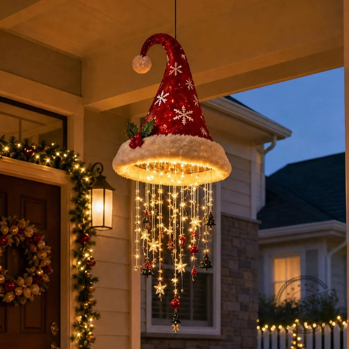 Christmas Santa Hat Hanging Lighted LED String Lights for Holiday Decor 15 Christmas Santa Hat Hanging Lighted LED String Lights for Holiday Decor
