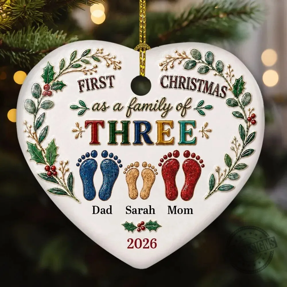 First Christmas As A Family Of Four Personalized Ceramic Heart Ornament 5 First Christmas As A Family Of Four Personalized Ceramic Heart Ornament