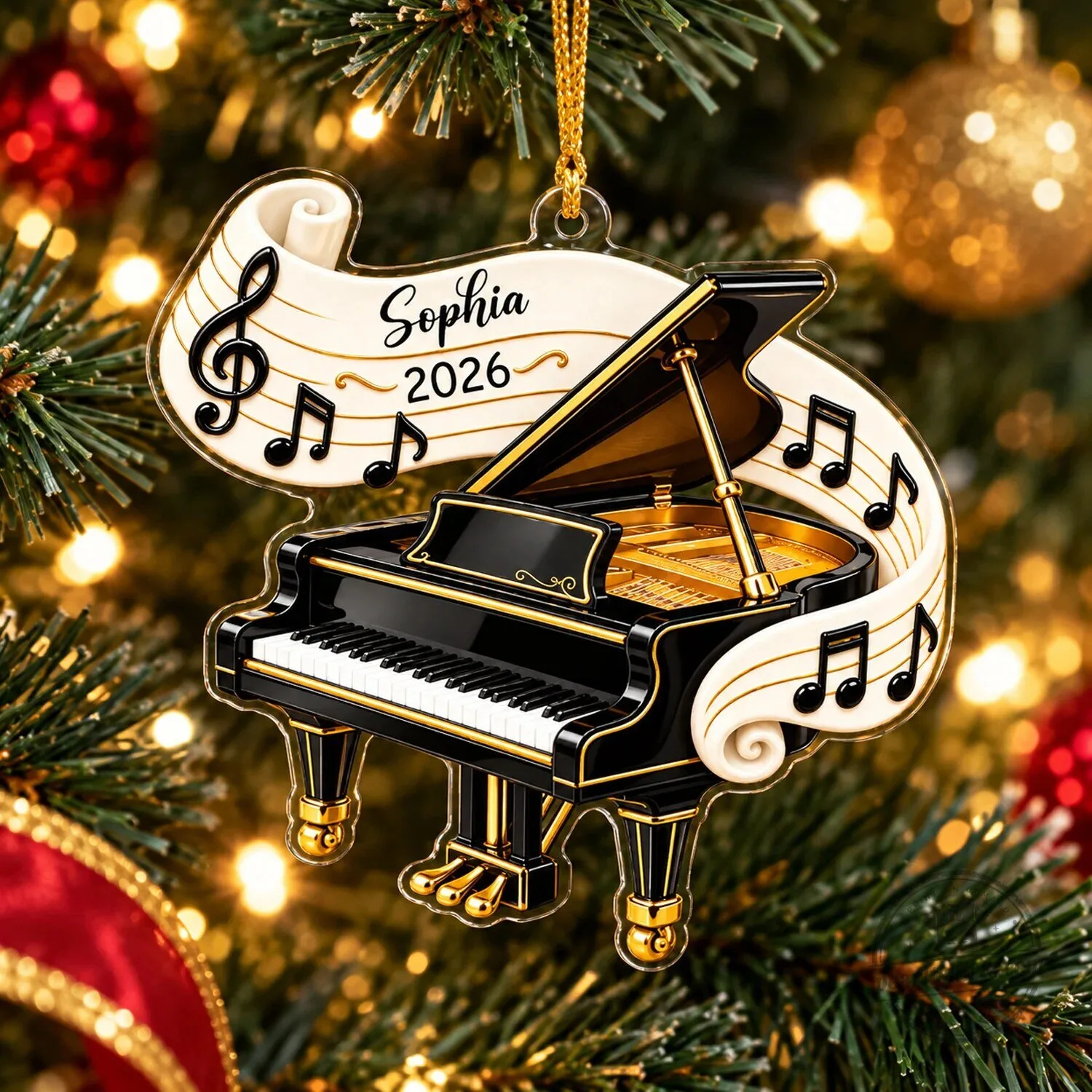 Personalized Drum Kit Christmas Ornament with Music Notes and Custom Name 6 Personalized Drum Kit Christmas Ornament with Music Notes and Custom Name