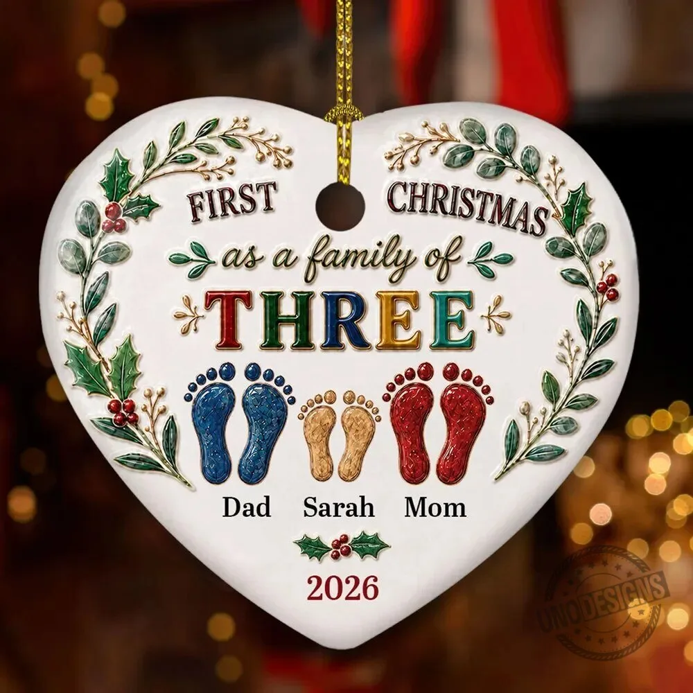 First Christmas As A Family Of Four Personalized Ceramic Heart Ornament 7 First Christmas As A Family Of Four Personalized Ceramic Heart Ornament