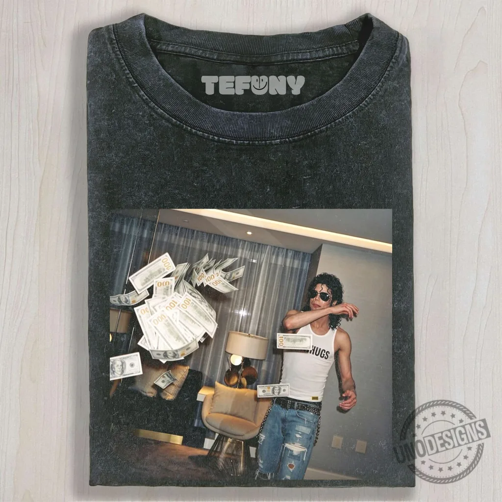 Michael Jackson Money Throwing Black Washed Vintage Style T-Shirt Michael Jackson Money Throwing Black Washed Vintage Style T-Shirt