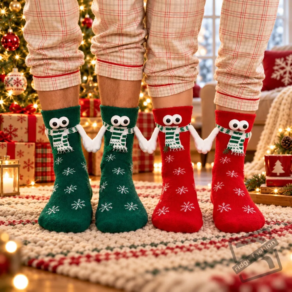 "Celebrate Love with Magnetic Holding Hands Christmas Couple Socks Gift" 10 Magnetic Holding Hands Christmas Couple Socks