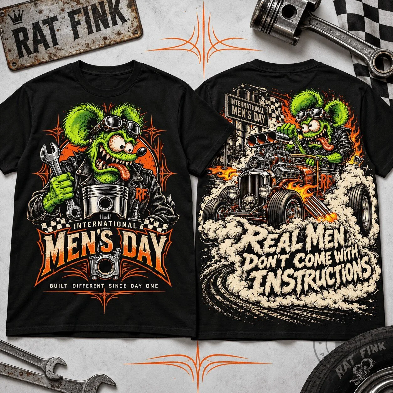 Rat Fink International Men's Day Hot Rod Built Different Since Day One T-Shirt 1 Rat Fink International Men