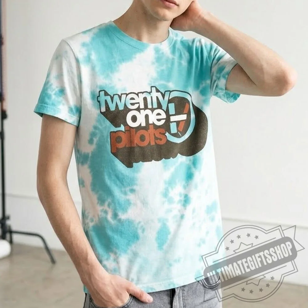 Josh Twenty One Pilots Vintage Block Holiday Juniors Teal Tie-Dye Printed T-Shirt At Ohio Stadium 4 Josh Twenty One Pilots Vintage Block Holiday Juniors Teal Tie-Dye Printed T-Shirt At Ohio Stadium
