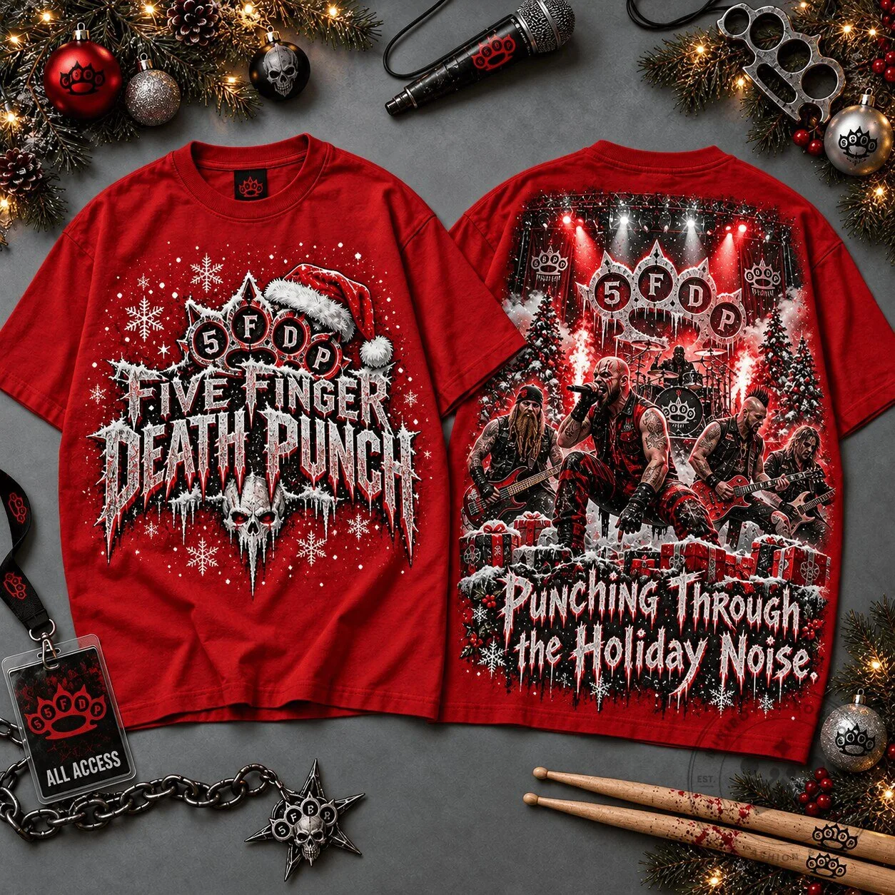 Five Finger Death Punch Punching Through The Holiday Noise Christmas T-Shirt