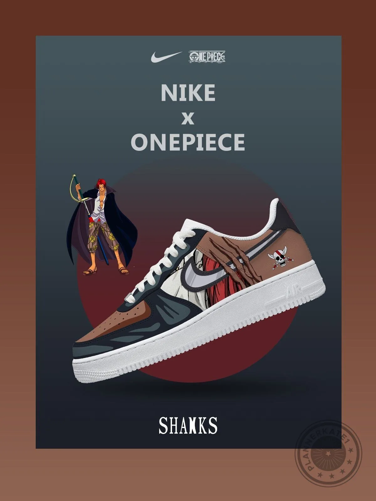 One Piece Shanks Anime Character Themed Nike Air Force One Sneakers