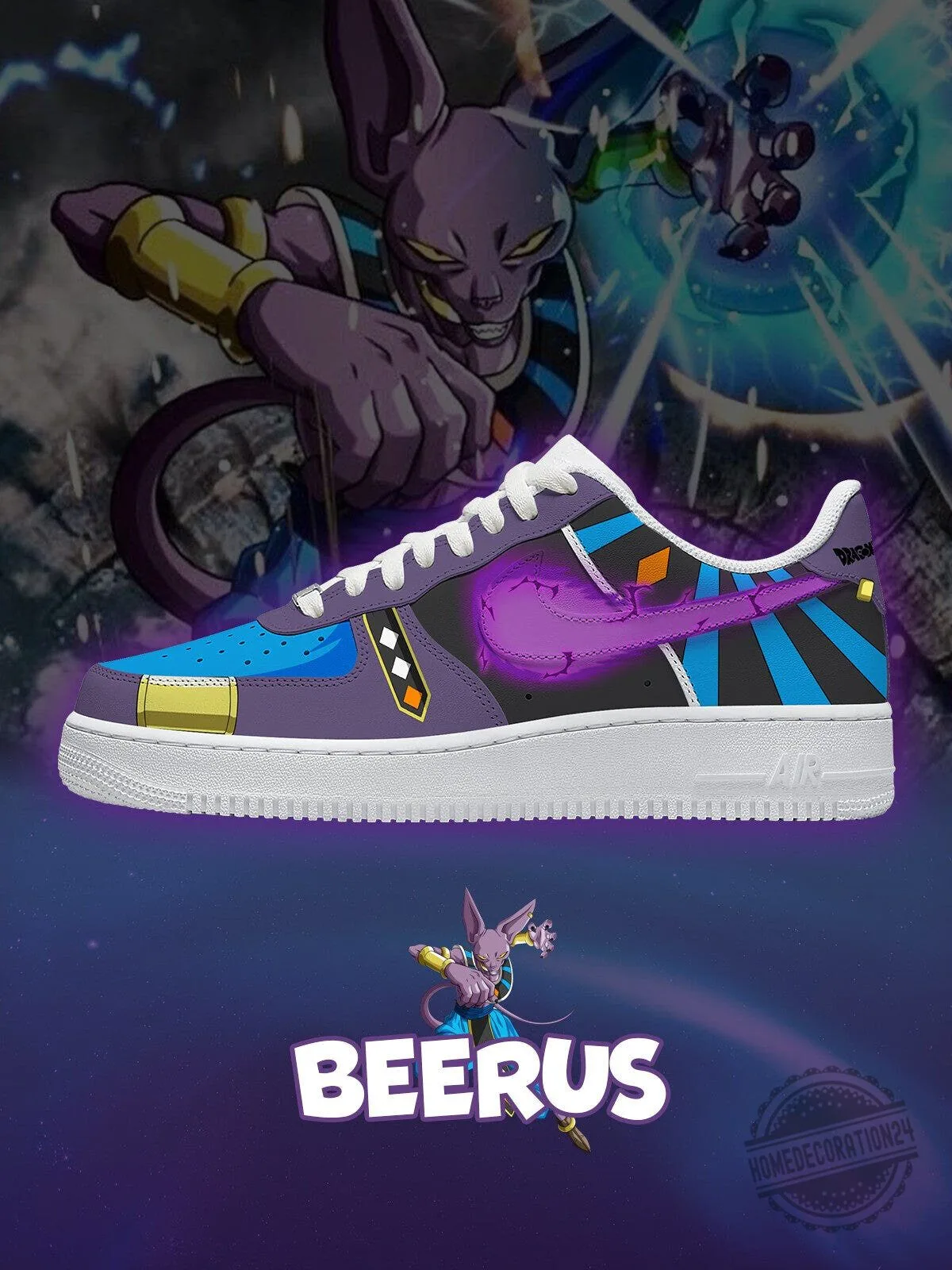 Dragon Ball Super Beerus God of Destruction Custom Anime Sneakers