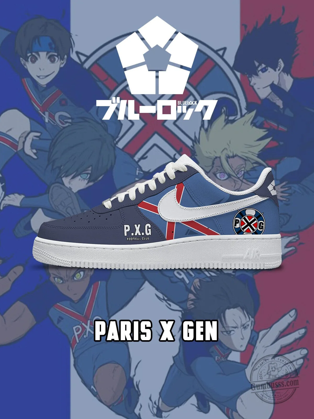 Blue Lock Paris X Gen Football Club Anime Manga Custom Sneakers