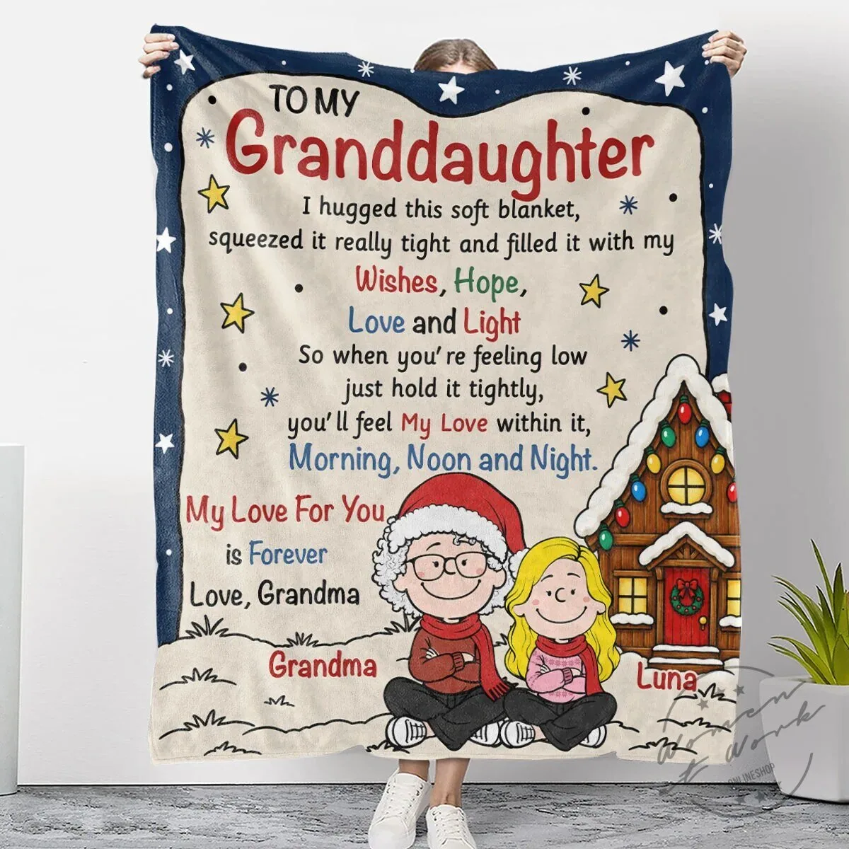 Personalized Granddaughter Christmas Wishes Hope Love Light Fleece Blanket 10 Personalized Granddaughter Christmas Wishes Hope Love Light Fleece Blanket