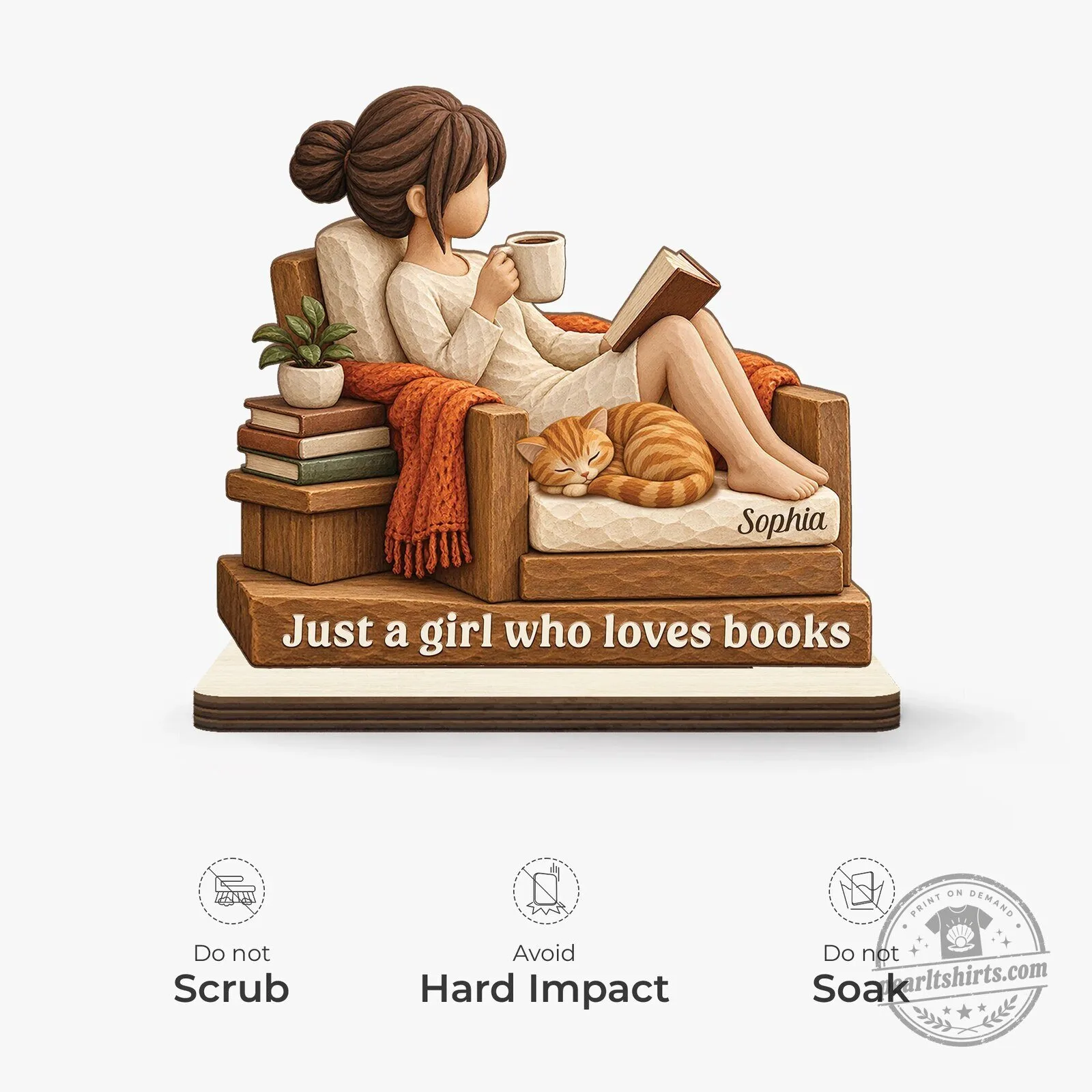 Just A Girl Who Loves Books And Cats Personalized Wooden Plaque 10 Just A Girl Who Loves Books And Cats Personalized Wooden Plaque