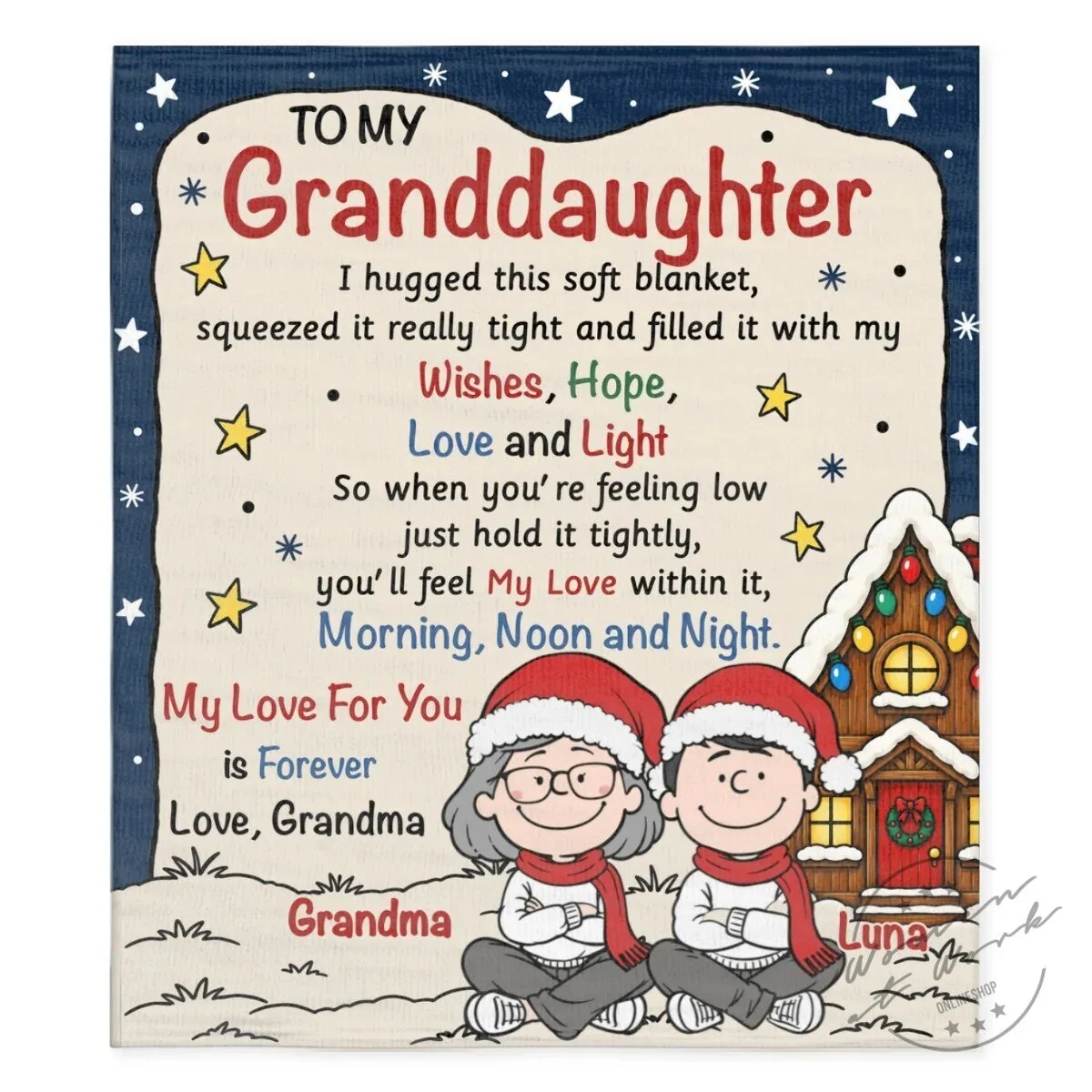Personalized Granddaughter Christmas Wishes Hope Love Light Fleece Blanket 13 Personalized Granddaughter Christmas Wishes Hope Love Light Fleece Blanket