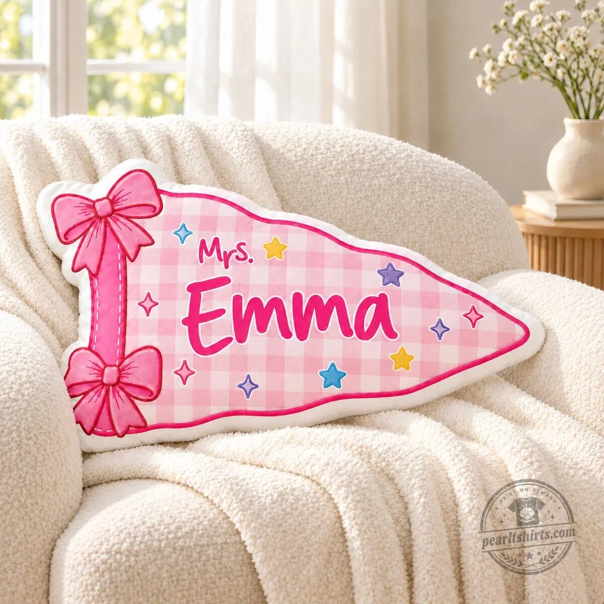 Personalized Teacher Pennant Gingham Pattern Custom Name Throw Pillow 7 Personalized Teacher Pennant Gingham Pattern Custom Name Throw Pillow