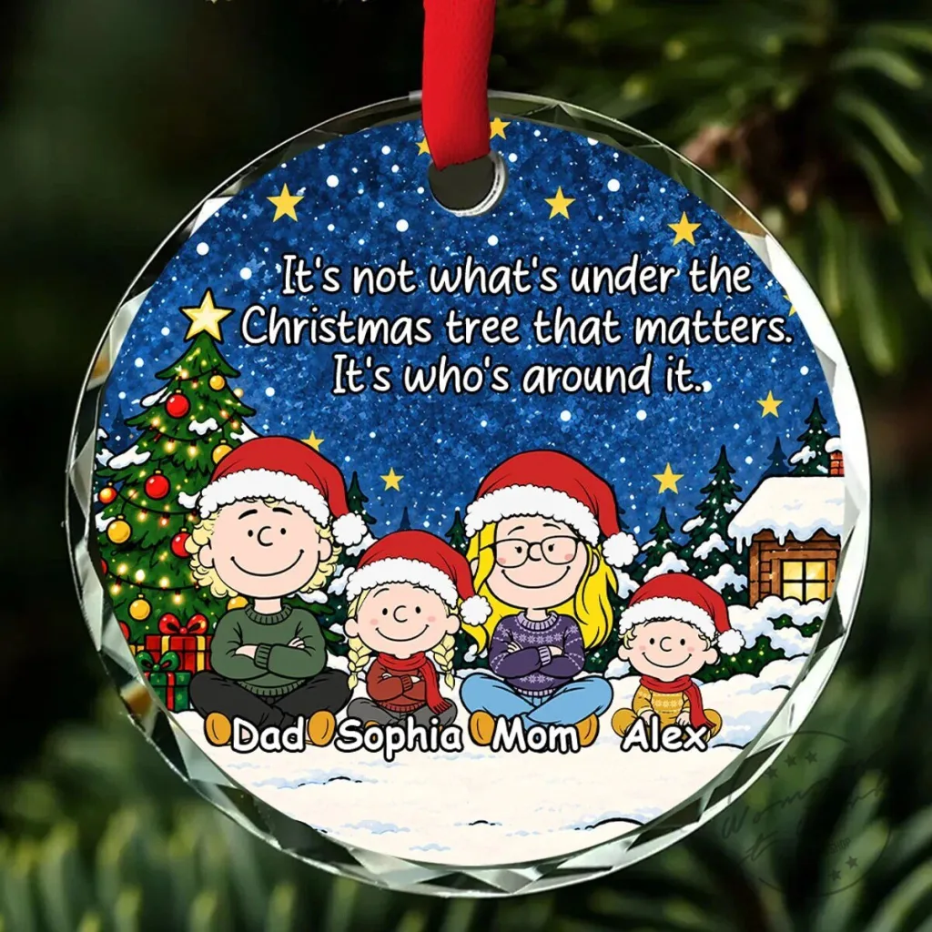 Family Christmas Tree Personalized Glass Ornament Family Christmas Tree Personalized Glass Ornament