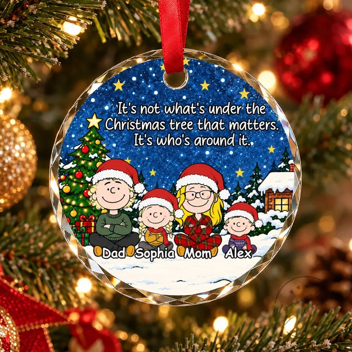 Family Christmas Tree Personalized Glass Ornament 9 Family Christmas Tree Personalized Glass Ornament
