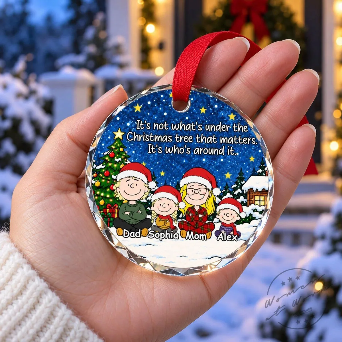 Family Christmas Tree Personalized Glass Ornament 11 Family Christmas Tree Personalized Glass Ornament