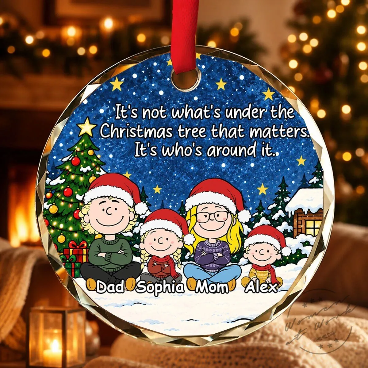 Family Christmas Tree Personalized Glass Ornament 13 Family Christmas Tree Personalized Glass Ornament