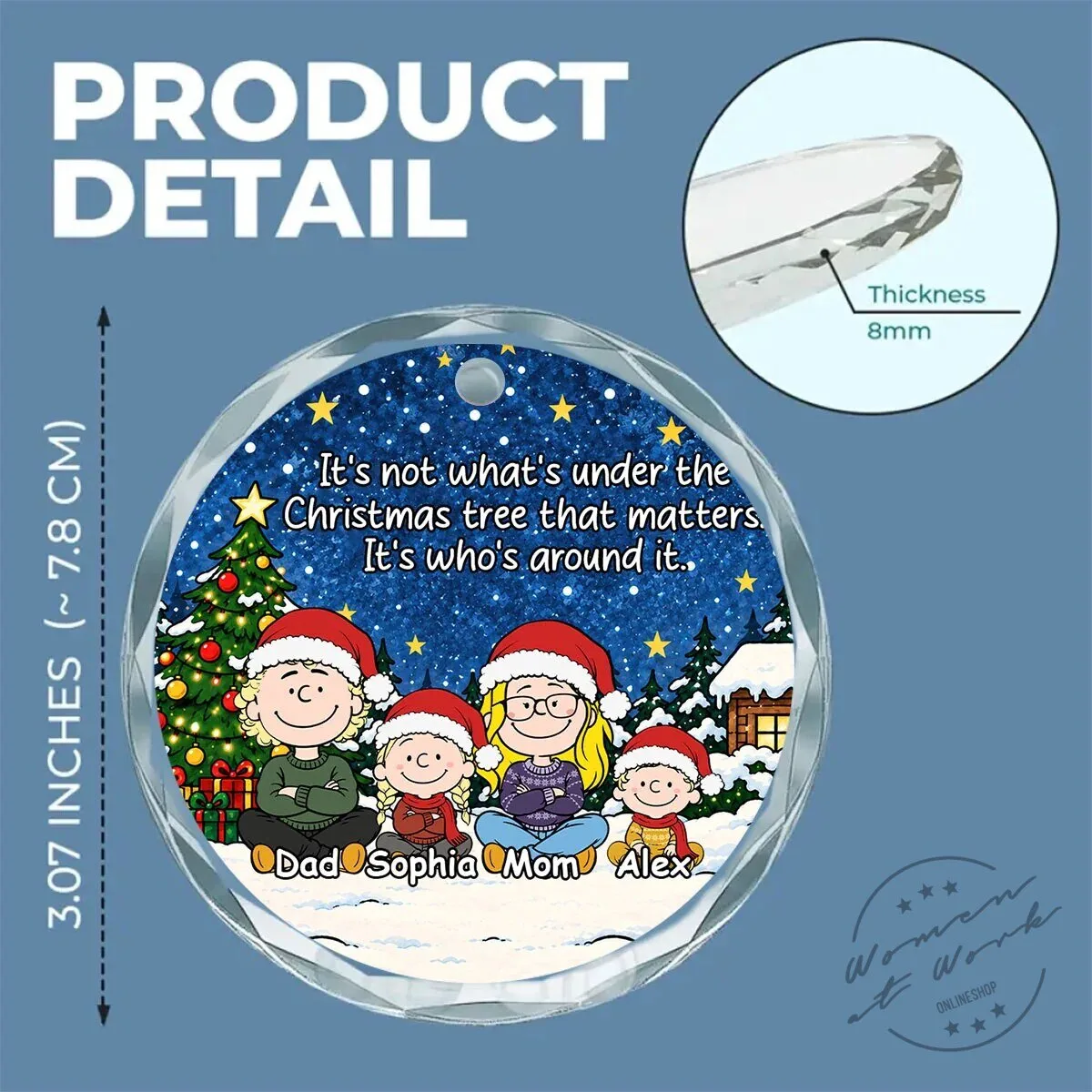 Family Christmas Tree Personalized Glass Ornament 14 Family Christmas Tree Personalized Glass Ornament