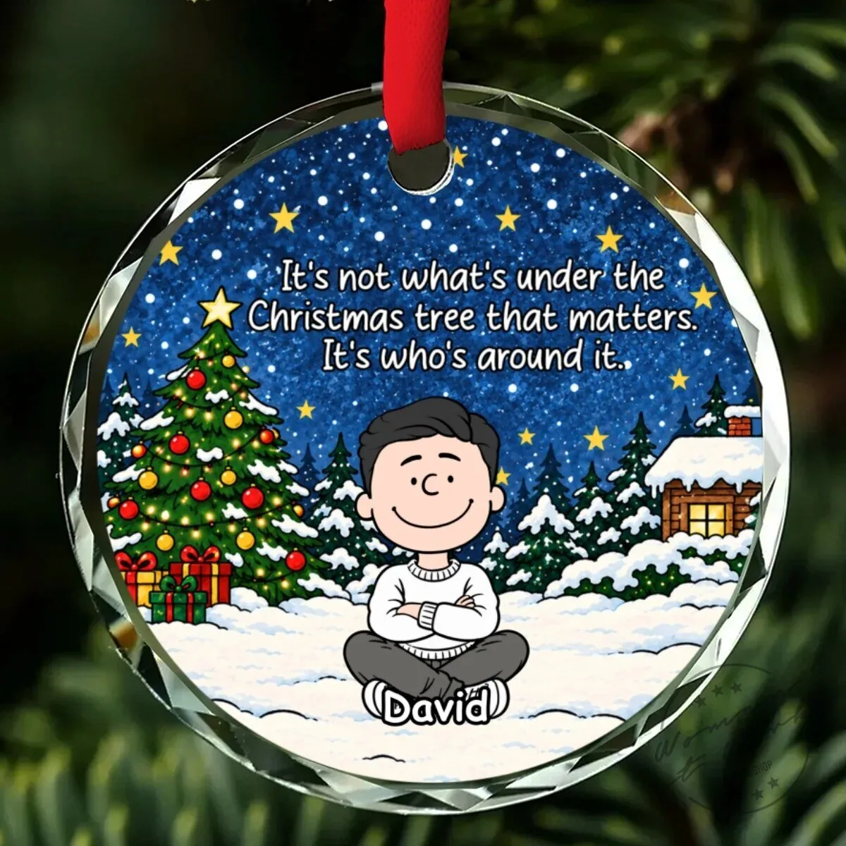 Family Christmas Tree Personalized Glass Ornament 15 Family Christmas Tree Personalized Glass Ornament