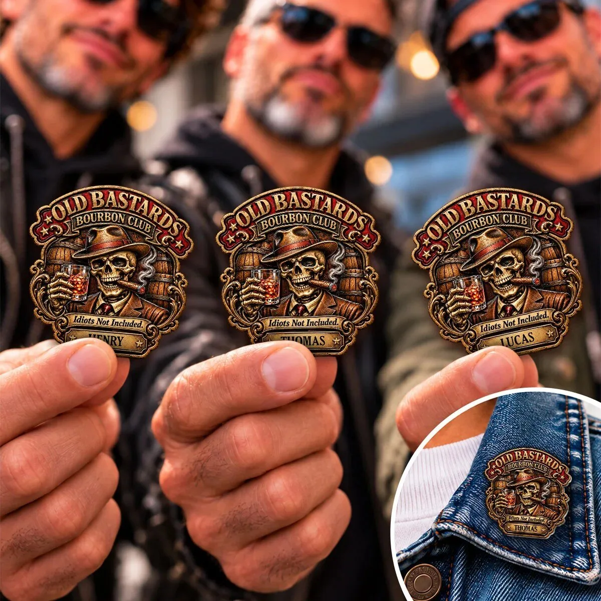 Old Bastards Bourbon Club Skeleton Drinking Whiskey Personalized Pin 15 Old Bastards Bourbon Club Skeleton Drinking Whiskey Personalized Pin
