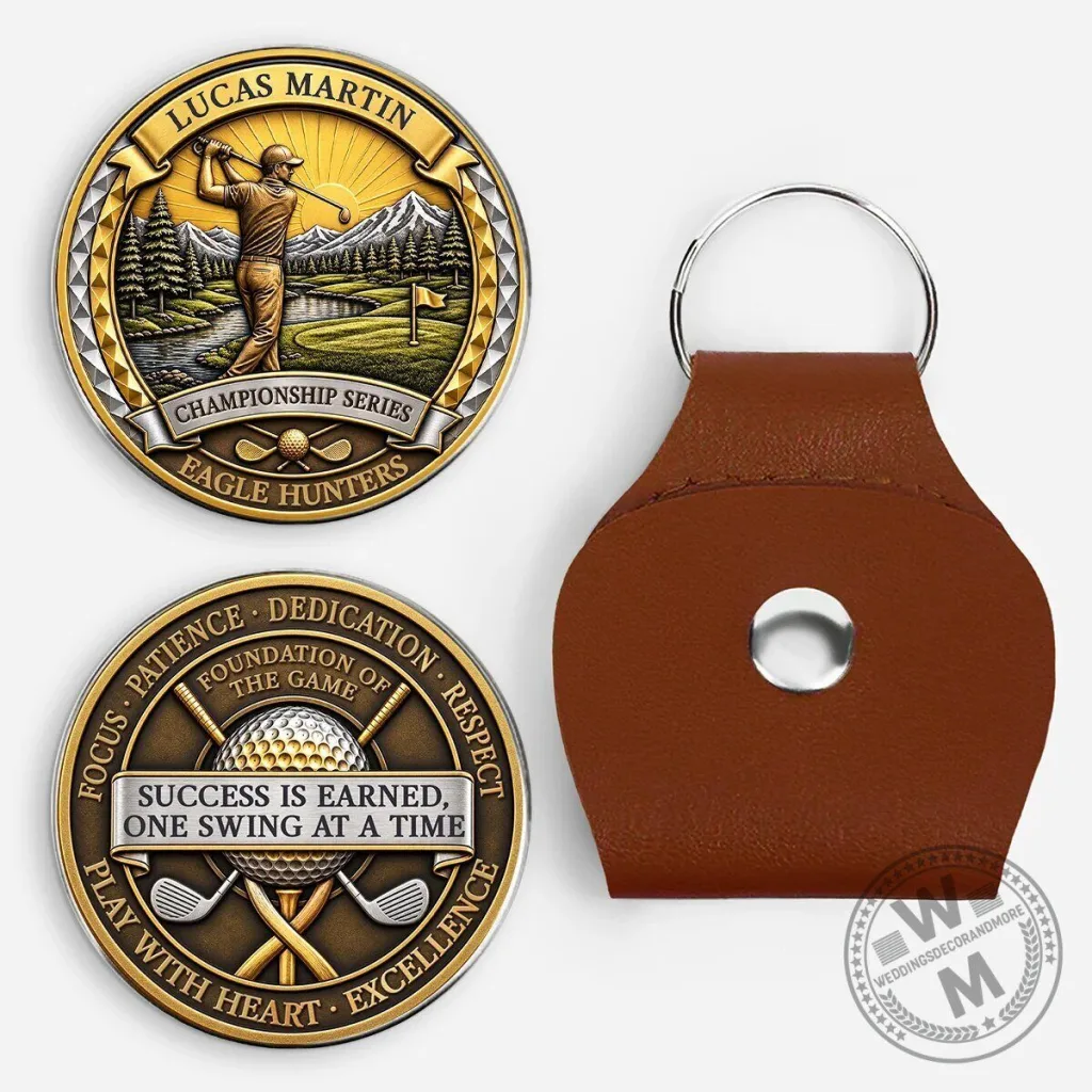 Personalized Golf Championship Series Eagle Hunters Challenge Coin with Keychain Personalized Golf Championship Series Eagle Hunters Challenge Coin with Keychain