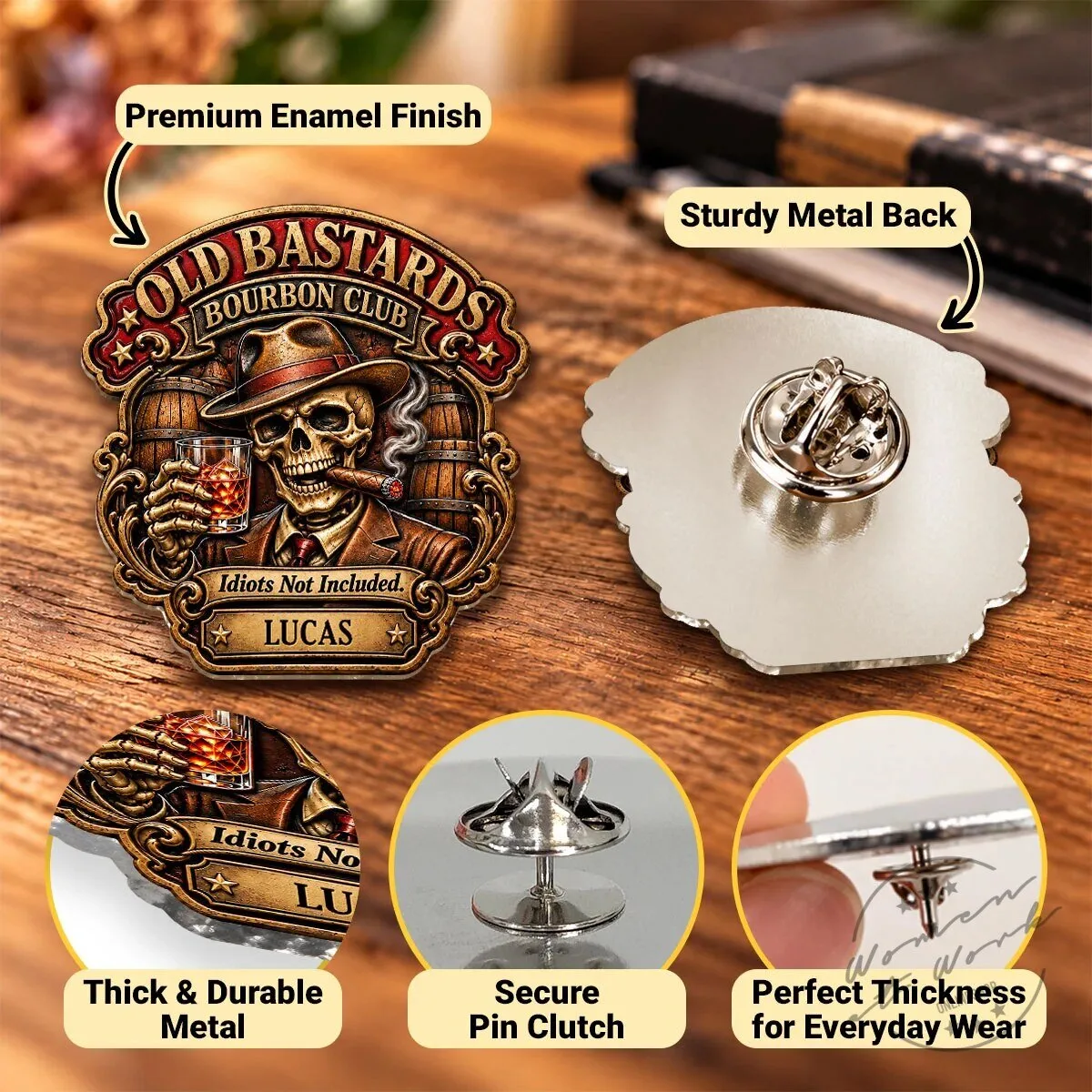 Old Bastards Bourbon Club Skeleton Drinking Whiskey Personalized Pin 19 Old Bastards Bourbon Club Skeleton Drinking Whiskey Personalized Pin